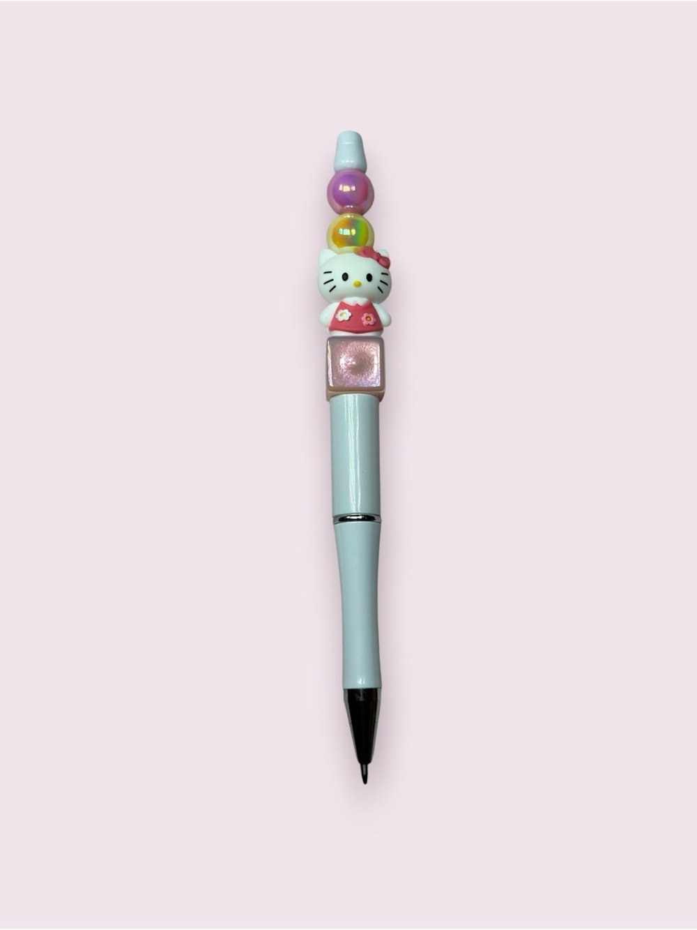 Hello Kitty Pen Black ink with Pink & Multicolor Beads New